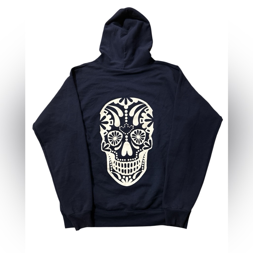 Hanes Dark Blue Hoodie with Skull Design
